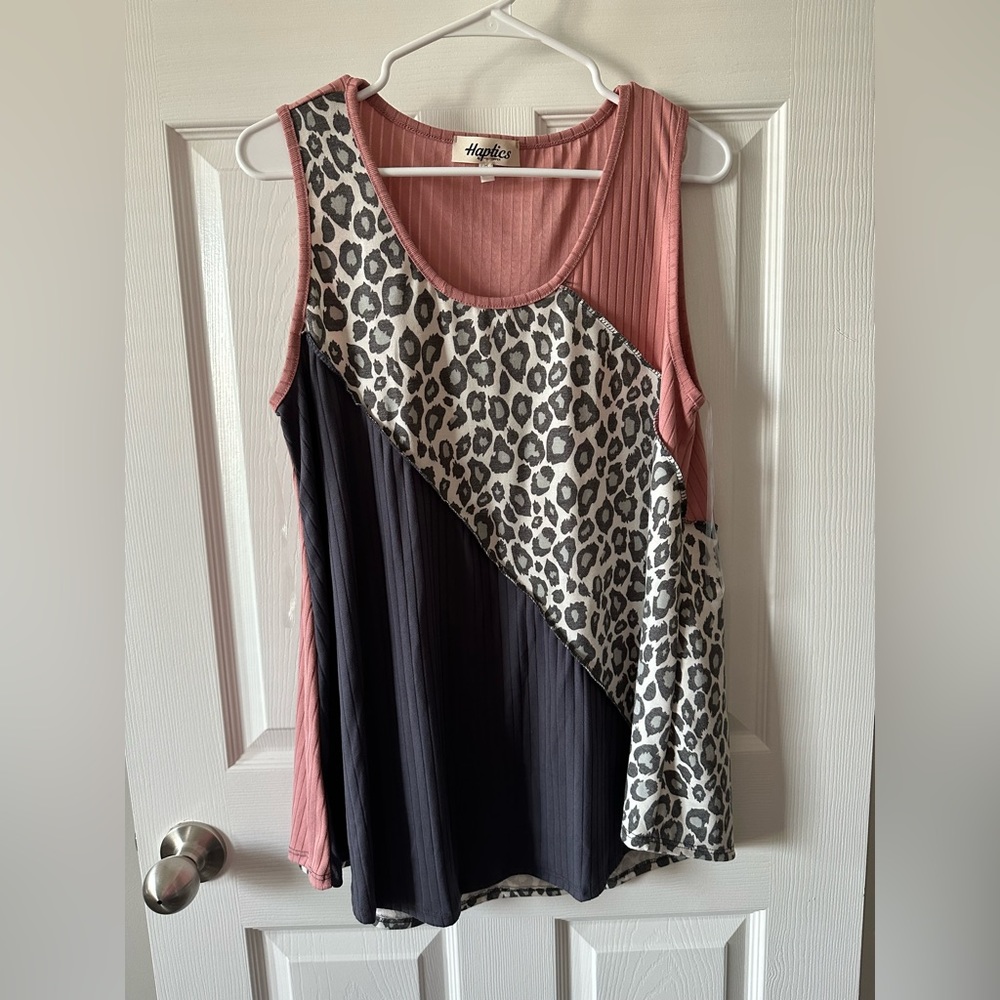 Leopard Color Block Tank